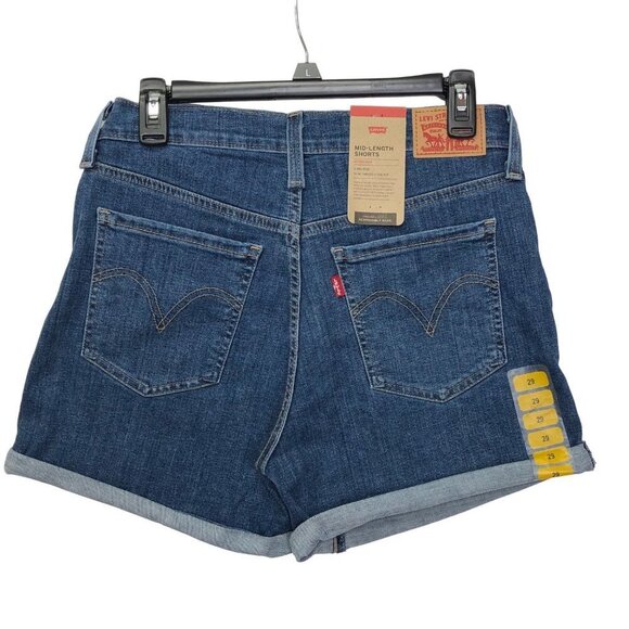 LEVIS WOMEN MID‎ LENGTH DISTRESSED DENIM  CUFFED SHORTS NEW WITH TAG - Picture 6 of 13